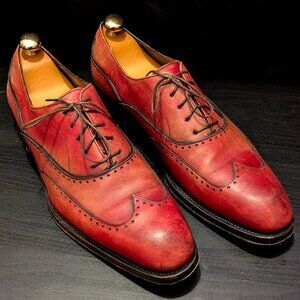 Salvatore Ferragamo, Cherry Red Leather Wingtip Oxford, 11D